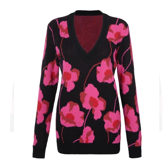 NWOT Cabi Rococo Pullover cotton blend Sweater SZ Small style #4102 pink floral - Picture 3 of 7